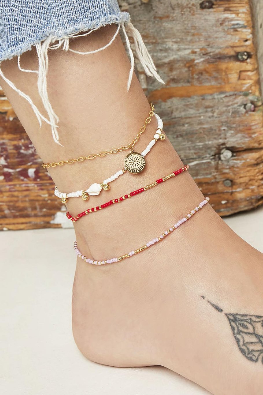 Anklet Chasing The Sun Gold Color Stainless Steel Picture2